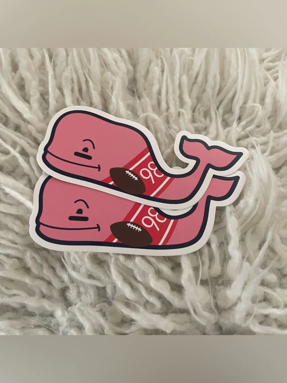 Vineyard Vines Pink Whale Football Sticker